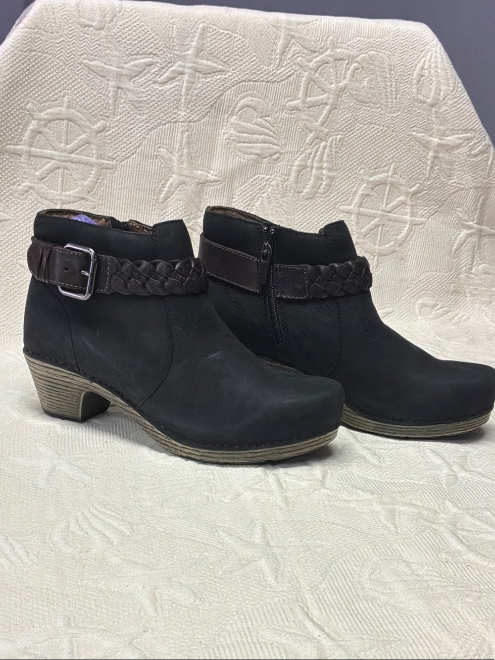 Dansko Black Braided Strap Ankle Boots Michelle/Tivoli 38